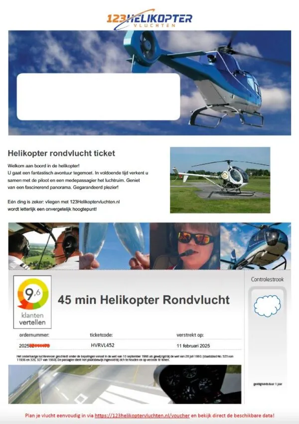 Bon cadeau vol en hélicoptère